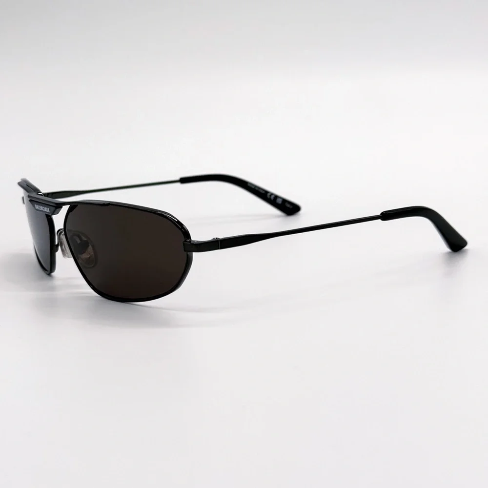 NEW BALENCIAGA BB0245S 001 OVAL BLACK METAL UNISEX SUNGLASSES BALENCIAGA